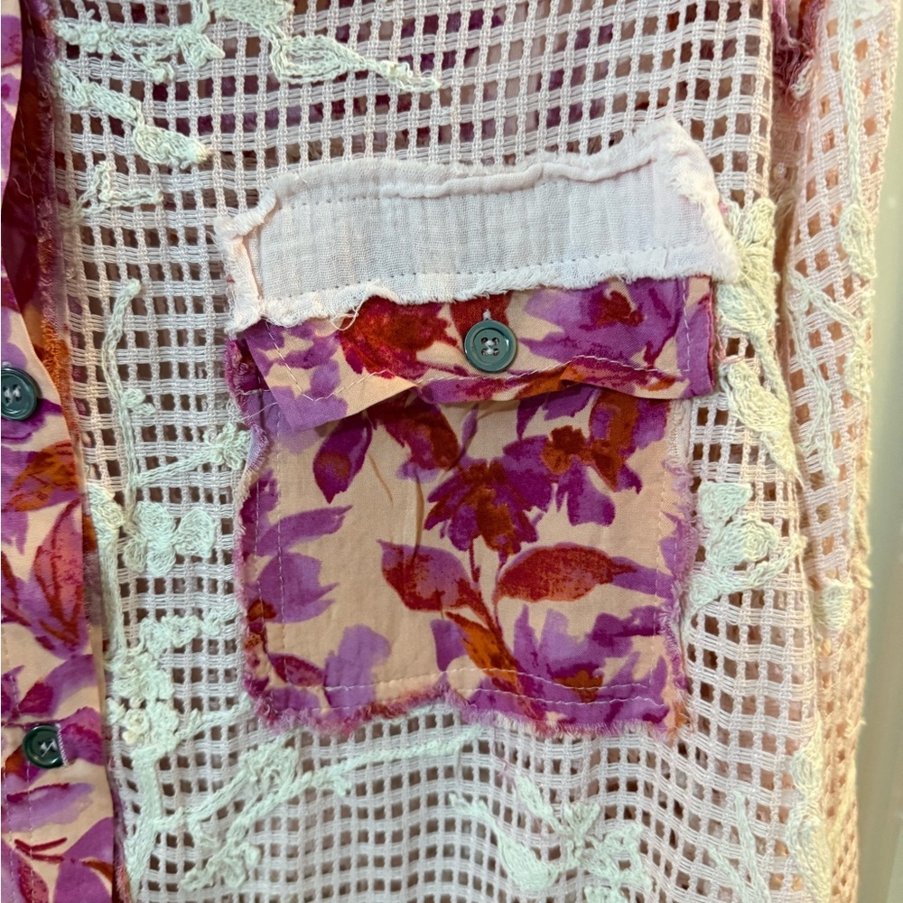 POL Boxy Pink and Purple Notched Collar Top - Picture 7 of 7
